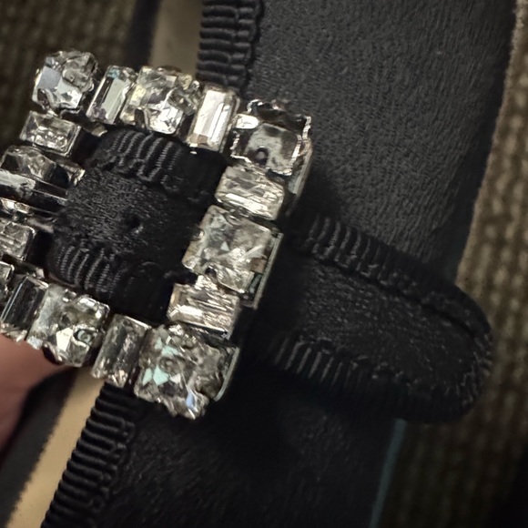 Badgley Mischka Black Flats with Silver Buckle - Picture 5 of 6